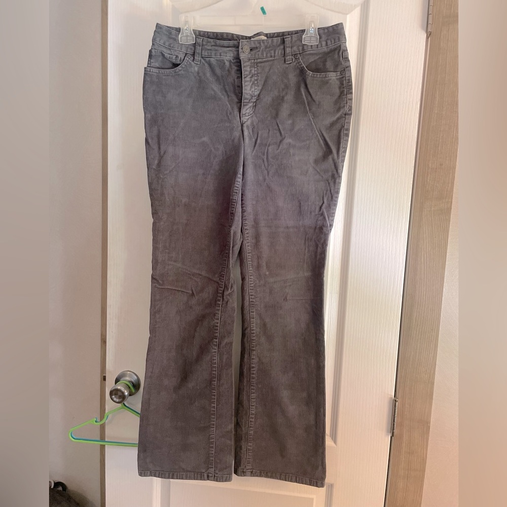 St Johns Bay , straight fit, gray corduroy pants.